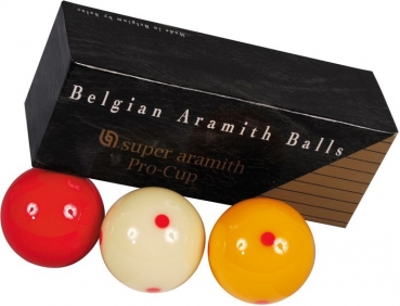 Carom Ball Set Aramith Pro Cup 61,5mm white/red with dot/yellow with dot