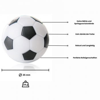 Ball für Fußballtisch schwarz/weiß  D 35 mm 24 g