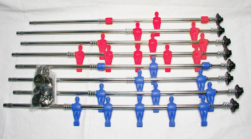  Telescopic (safety) player rod set with rounded feed  Garlando red/blue