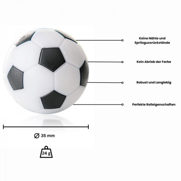 Ball für Fußballtisch schwarz/weiß  D 35 mm 24 g