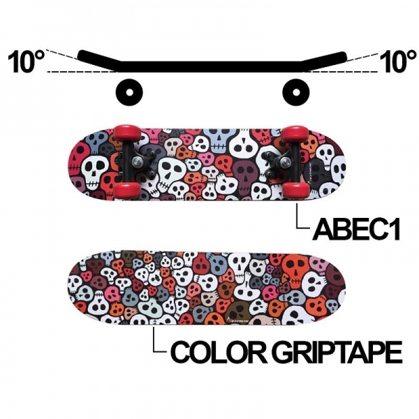 Skateboard Tribe Skulls, multicolored